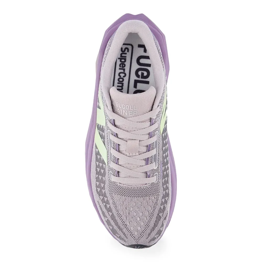 Tênis New Balance Fuelcell Supercomp Trainer V3 Cinza Feminino em ângulo lateral esquerdo para ajuste